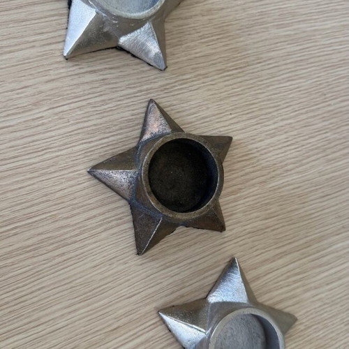 Metal Star Tealight Holders Set of 3 Rustic Industrial Style