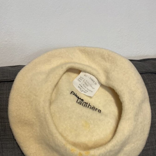 Vintage French wool beret Piesse Laulhere used, beige