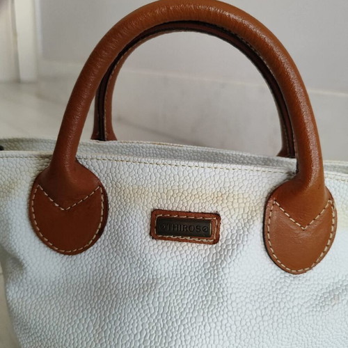 Vintage Thiros small handbag like new, white and brown details