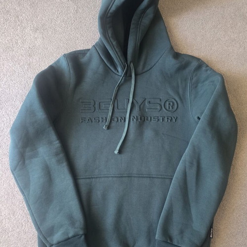 3Guys hoodie medium size like new, green, fleece interior