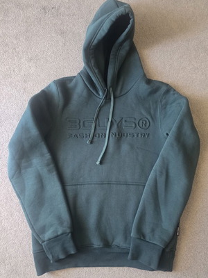 3Guys hoodie medium size like new, green, fleece interior