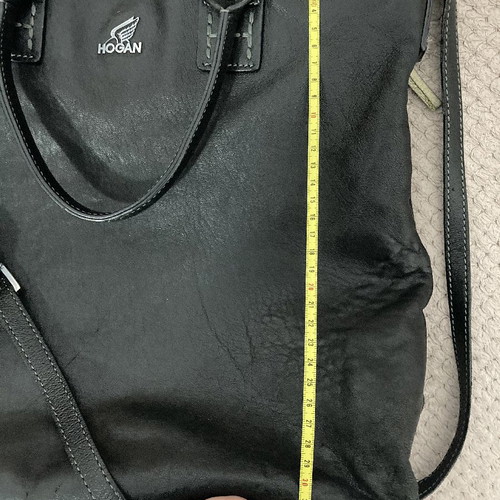 Hogan black leather tote bag used with detachable strap