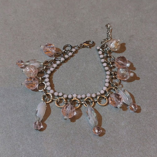 Bracelet with pink crystals Silver 925 like new