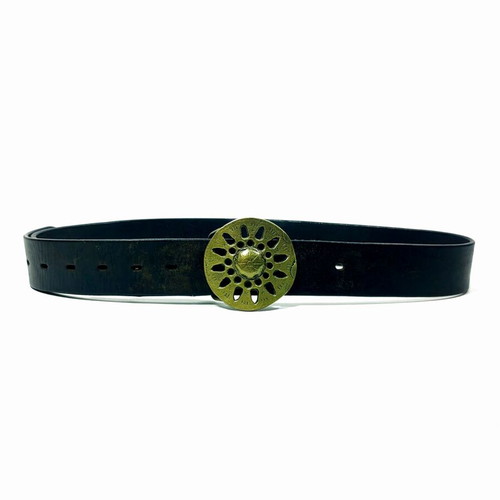 Alphabelts 95 Vintage Leather Belt with Brass Buckle
