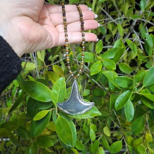 Handmade Necklace with Tiger’s Eye and 925 Silver Pendant new