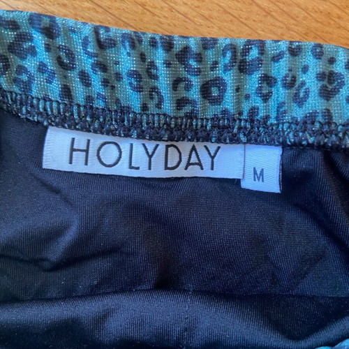 Holiday strapless swimsuit new medium lurex animal print