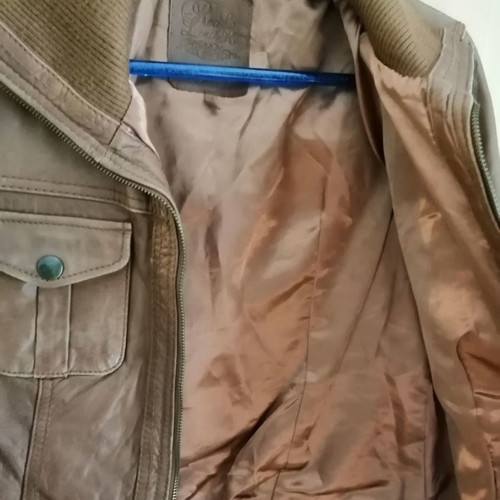 Distressed Biker jacket δερμάτινο μεταχειρισμένο, καφέ, μέγεθος L