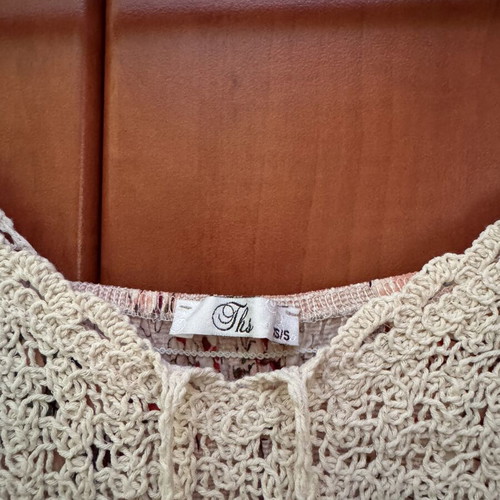 Retro floral summer dress used, size XS/S, beige multicolor