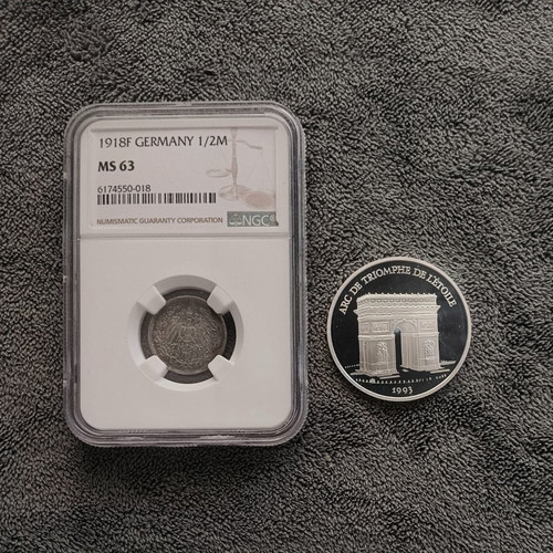 Lot of 2 silver coins Germany-France like new