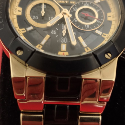 Cerruti 1881 men's chronograph watch new, black and gold