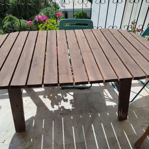 Large wooden outdoor table used, pine, 175x90 cm