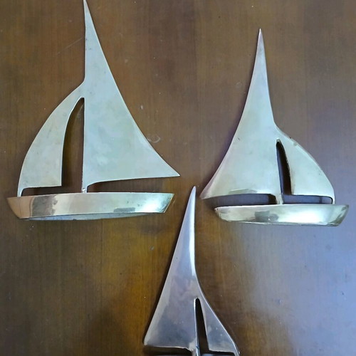 Solid brass sailboats like new, pack of three