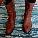  Γυναικεια δερματινα μποτακια Exe cowboy boots