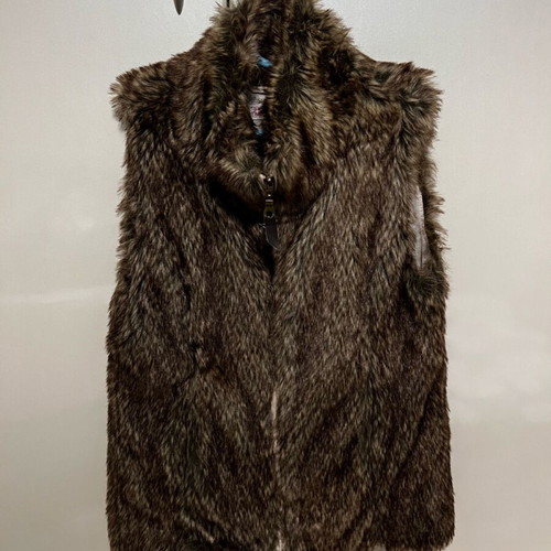 Fur vest animal print like new, brown, size XS