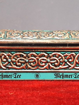 Mekmer Tee tin tea box used, rare collectible from Frankfurt