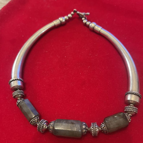 Silver 925 necklace with semi-precious stones vintage used