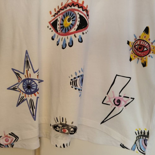Bsb white t-shirt with eyes and low back small oversized like new