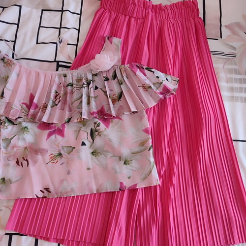 Evita Miss Pink Pleated Pants with Top Size 16 new