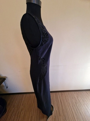 Official long dress with slit and lace like new, size L, Marithé & François Girbaud, blue