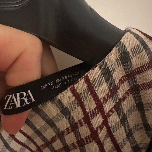 Zara checked dress new, size XS, white and red