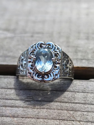 Silver ring with blue topaz new