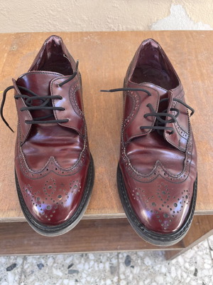Brogue Derby men's shoes used, burgundy, size 44.5