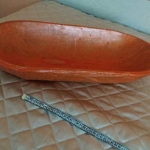Wooden bread kneading trough used, authentic rustic decoration