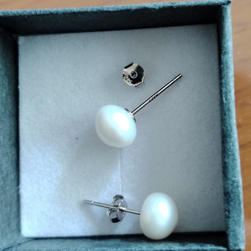 Silver S925 Earrings with Natural Pearls new