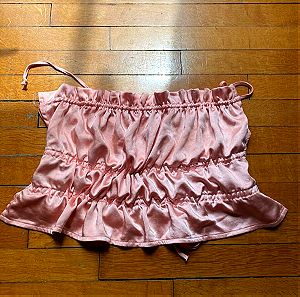 Motel crop top open back satin, size SMALL