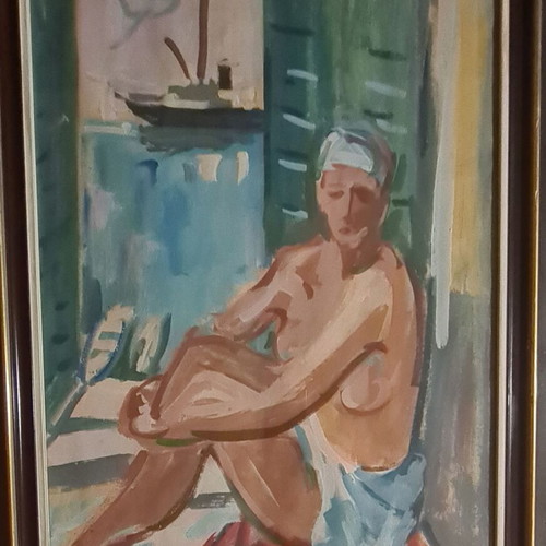 Signed oil painting on paper artwork like new