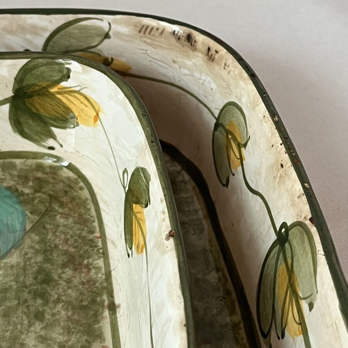 Vintage ceramic oven baking dishes set with rooster motif
