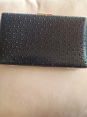 Verde clutch τσάντα καινούργιο, μαύρο με strass και σατέν