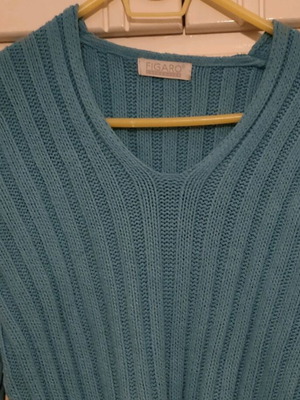 Figaro knitted sweater used, turquoise, size M