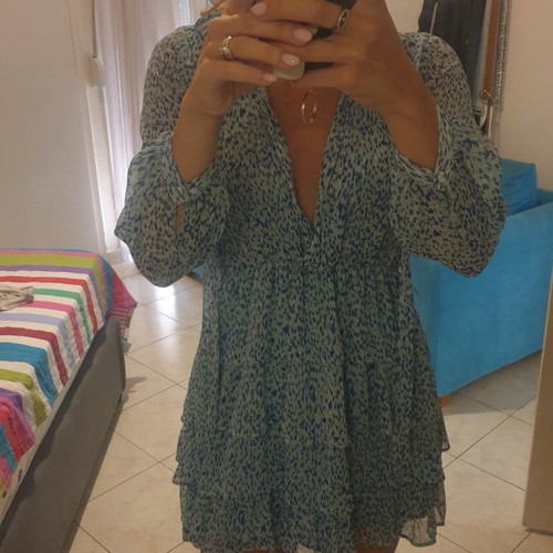 Long-sleeve blue green dress used Zara, size S