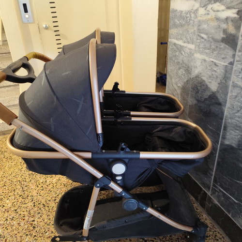 Chipolino twin stroller with baskets and car seat adapters used
