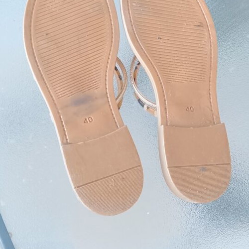 Think Greek women's flat sandals size 40 like new, leopard print and gold details