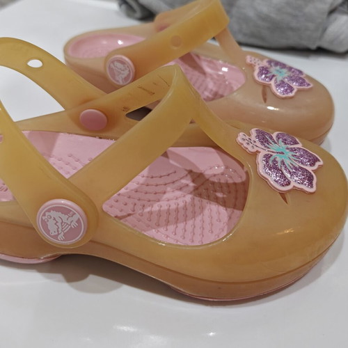 Crocs children's slippers used, size 23, beige and pink