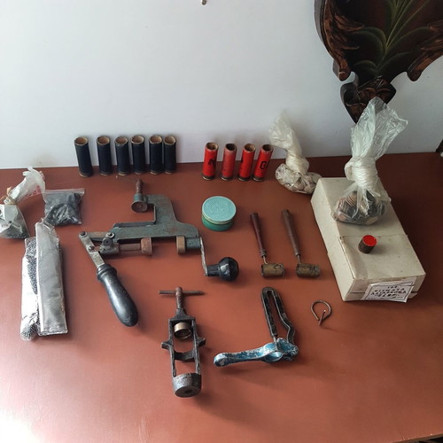 Rare collectible set of old hand-operated hunting tools used