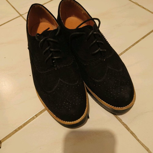 Loafer suede low shoes used, black with laces, size 40