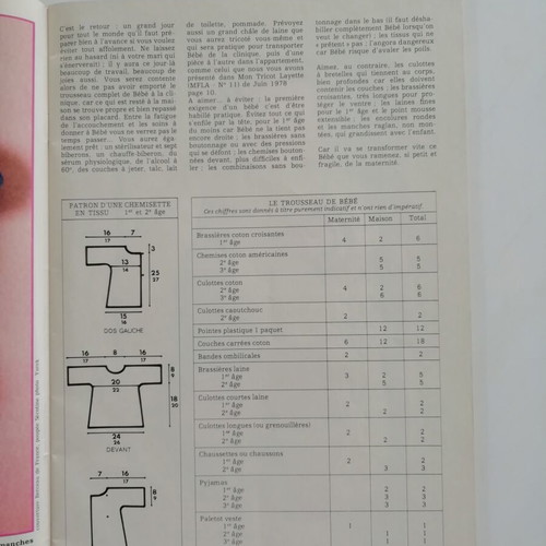 Mon tricot magazine used with baby knitting patterns, French