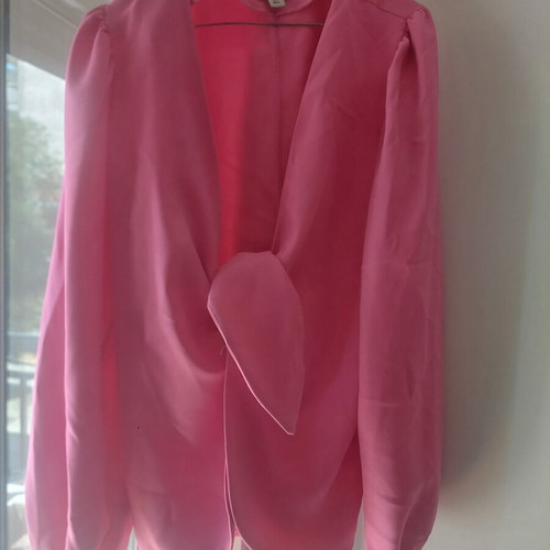Regalinas pink women's blouse with puffed long sleeves