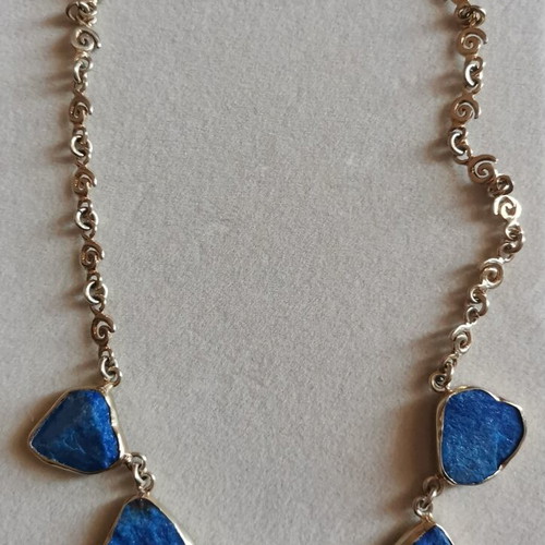 Handmade 925 Silver Necklace with Natural Lapis Lazuli, like new