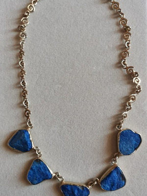 Handmade 925 Silver Necklace with Natural Lapis Lazuli, like new