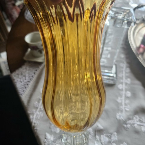 Vintage amber glass vase like new, N.A.V.A. series