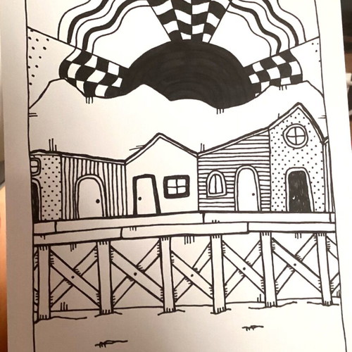 City Sketch Original Hand-Drawn on Acid Free Watercolor Paper