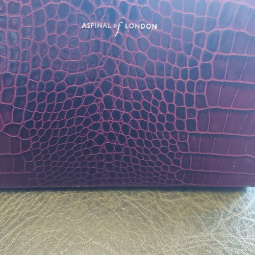 Aspinal of London leather case new, purple, versatile makeup pouch