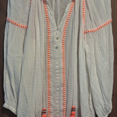 Zara kaftan with tassels like new, small, white and orange