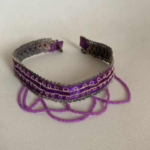 Handmade purple choker necklace vintage over 40 years