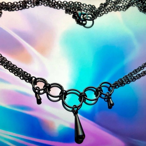 Handmade stainless steel punk necklace new silver color