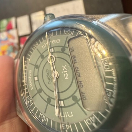Swatch The Beep 211 vintage watch like new, unisex, grey and green